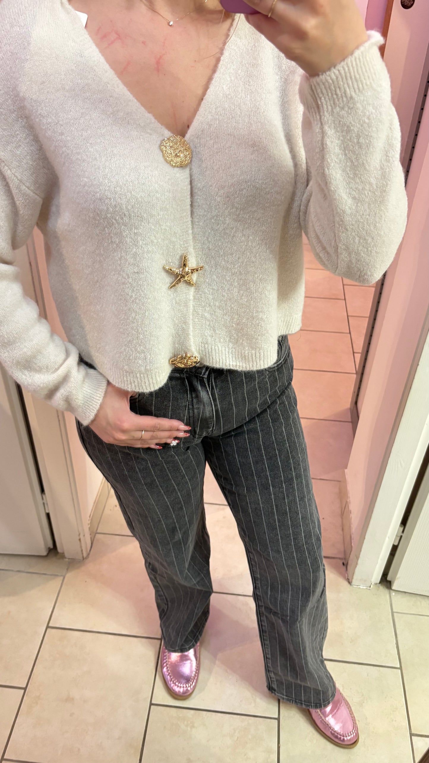 Gilet beige à détail