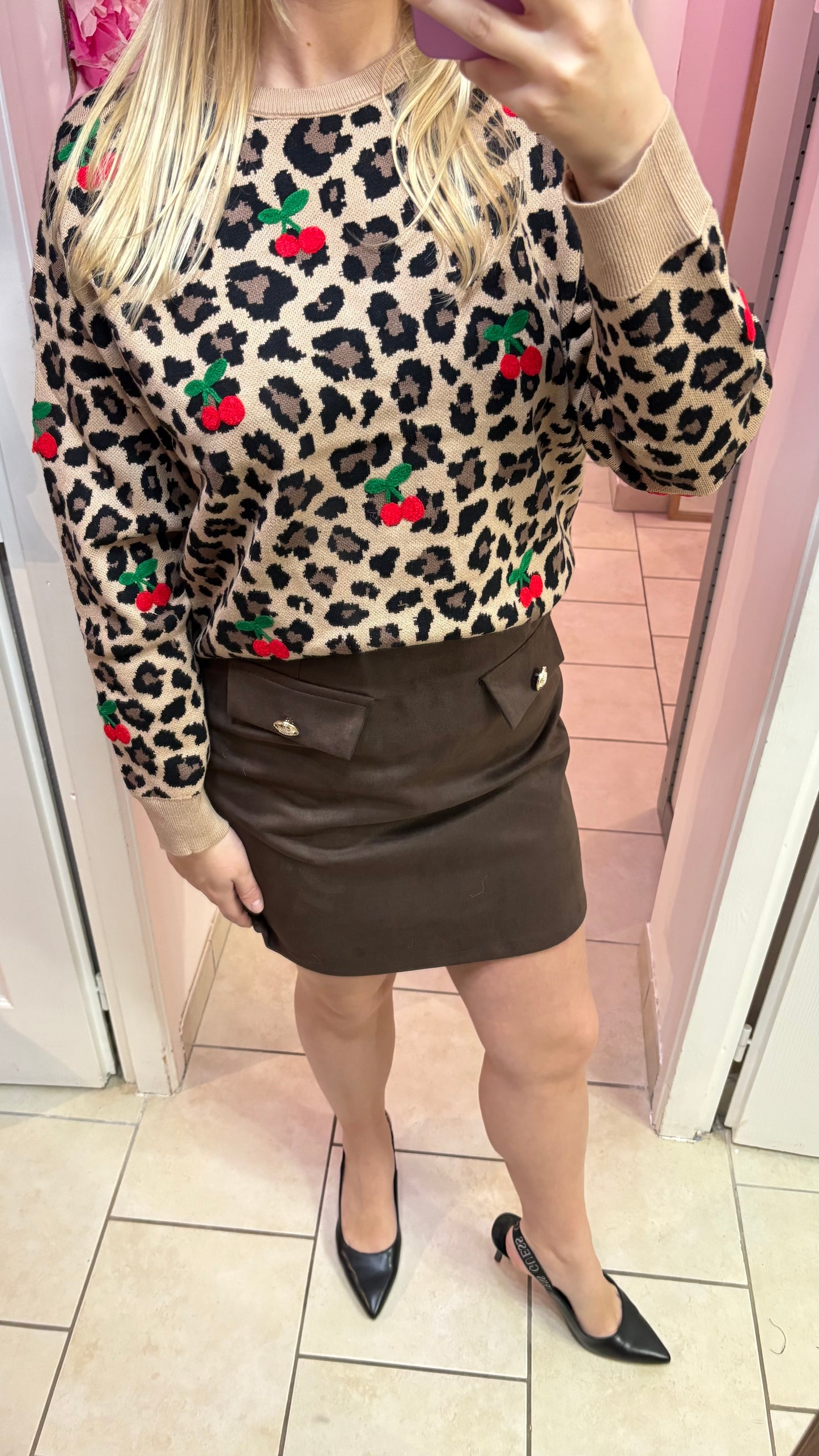 Pull Léo cerise camel