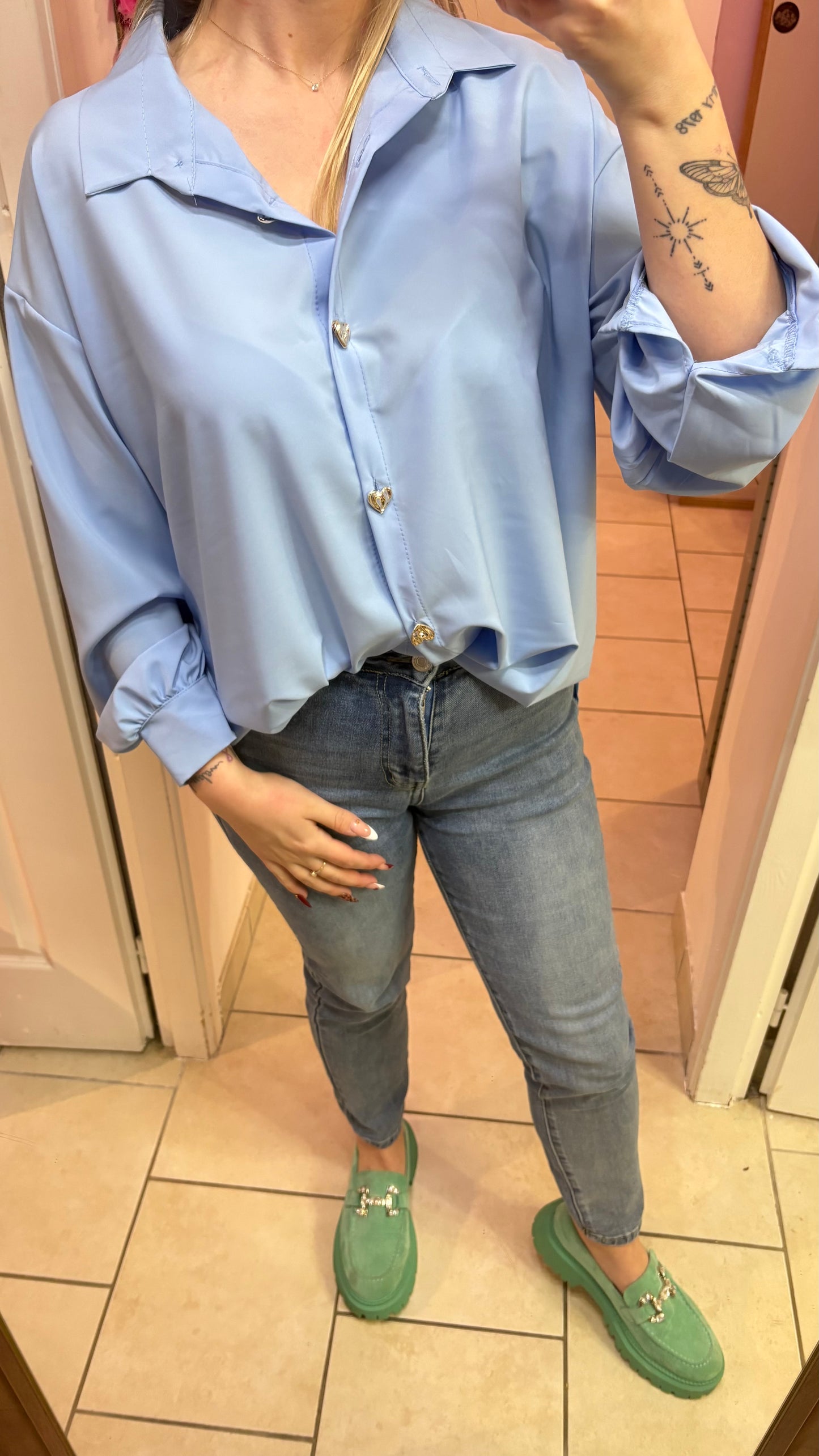 Chemisier bleu à cœur