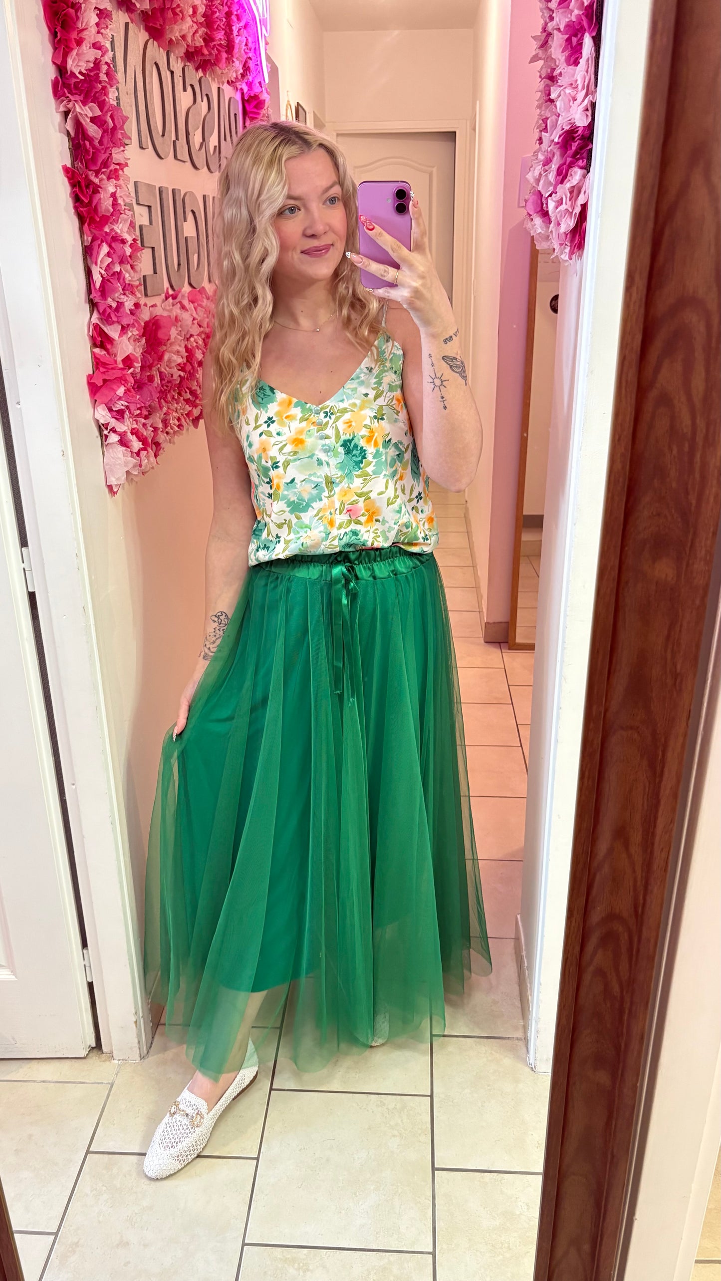Jupe en tulle verte