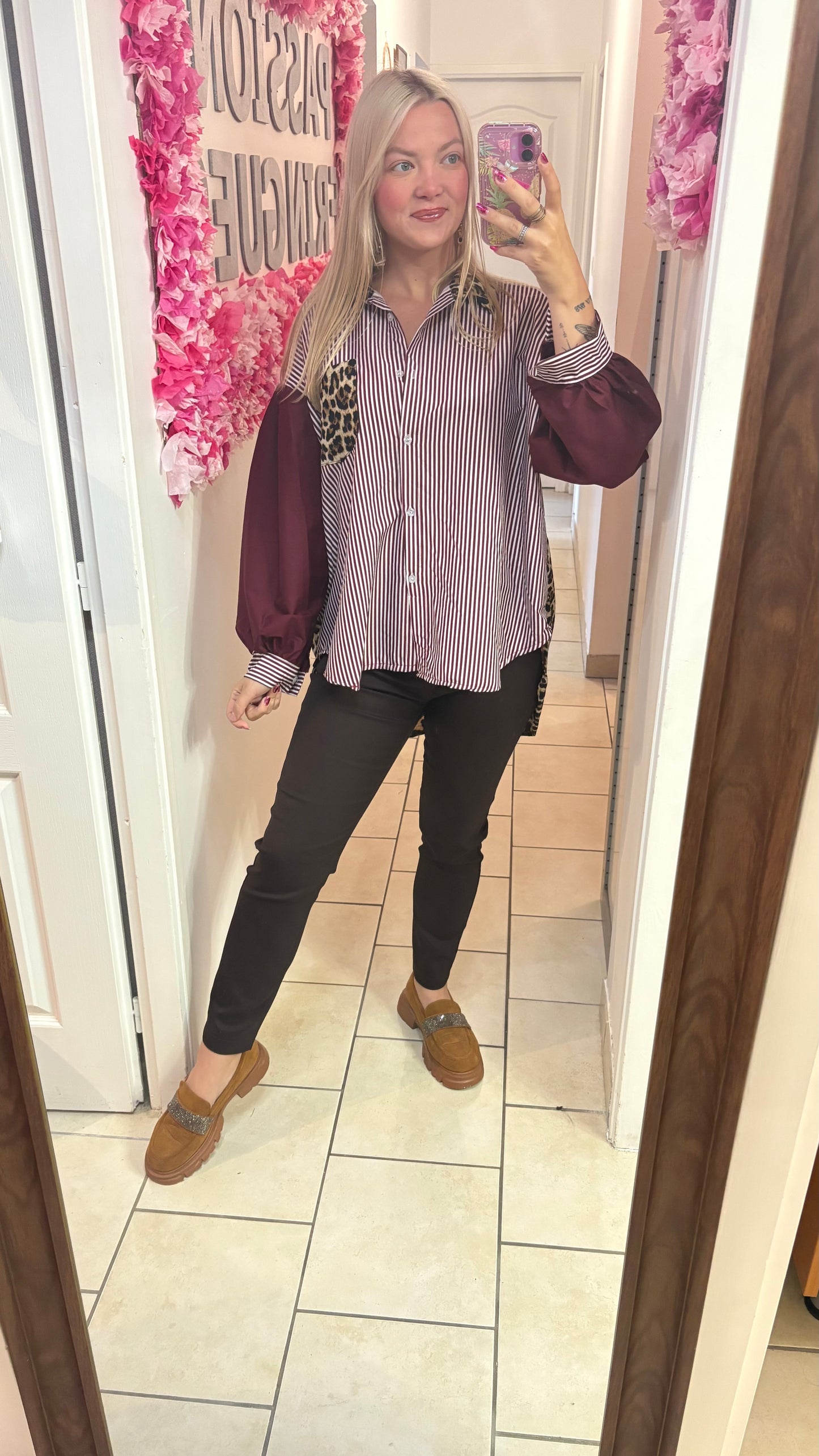 Chemise oversize bordeaux