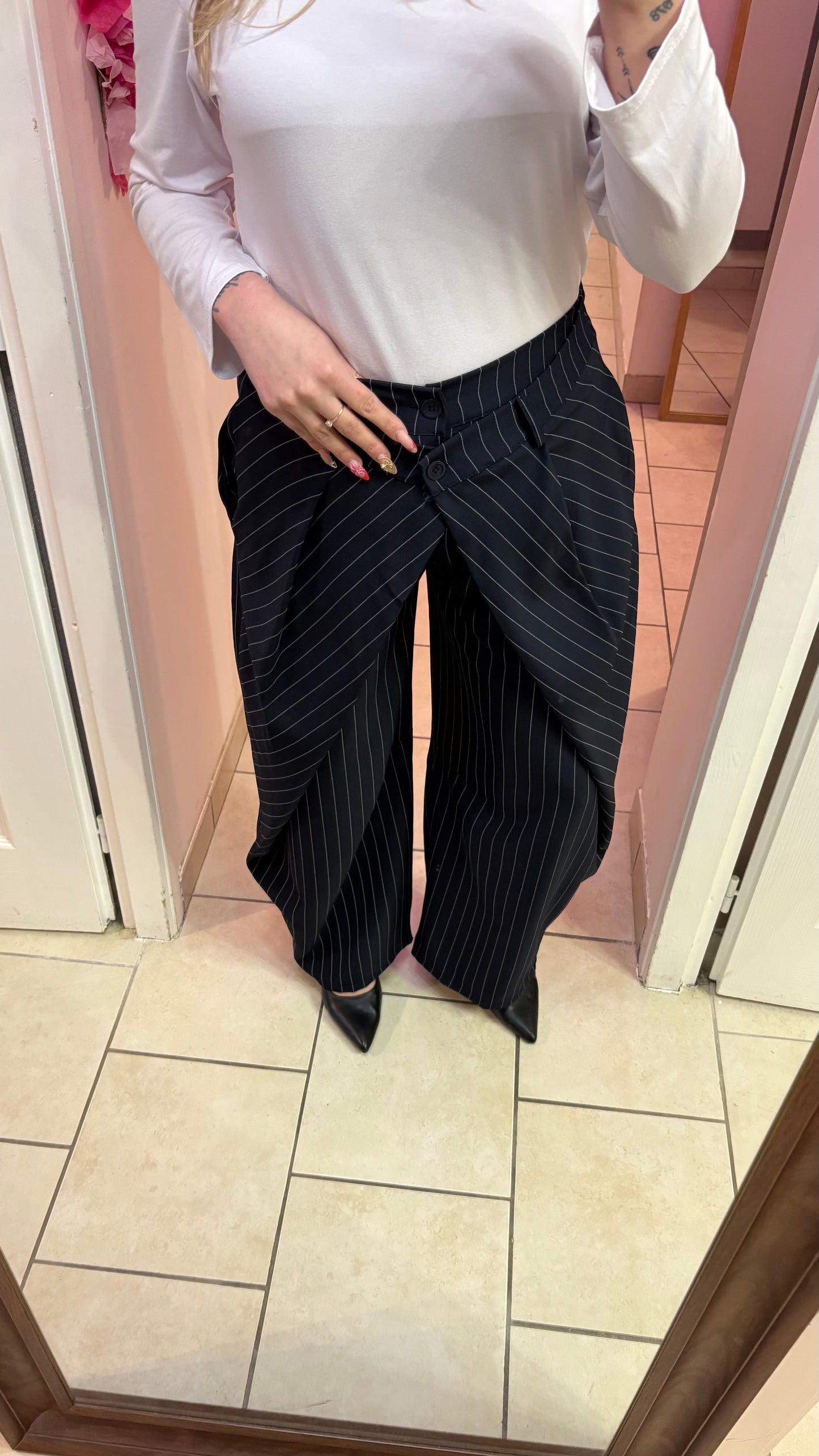 Pantalon marine rayé