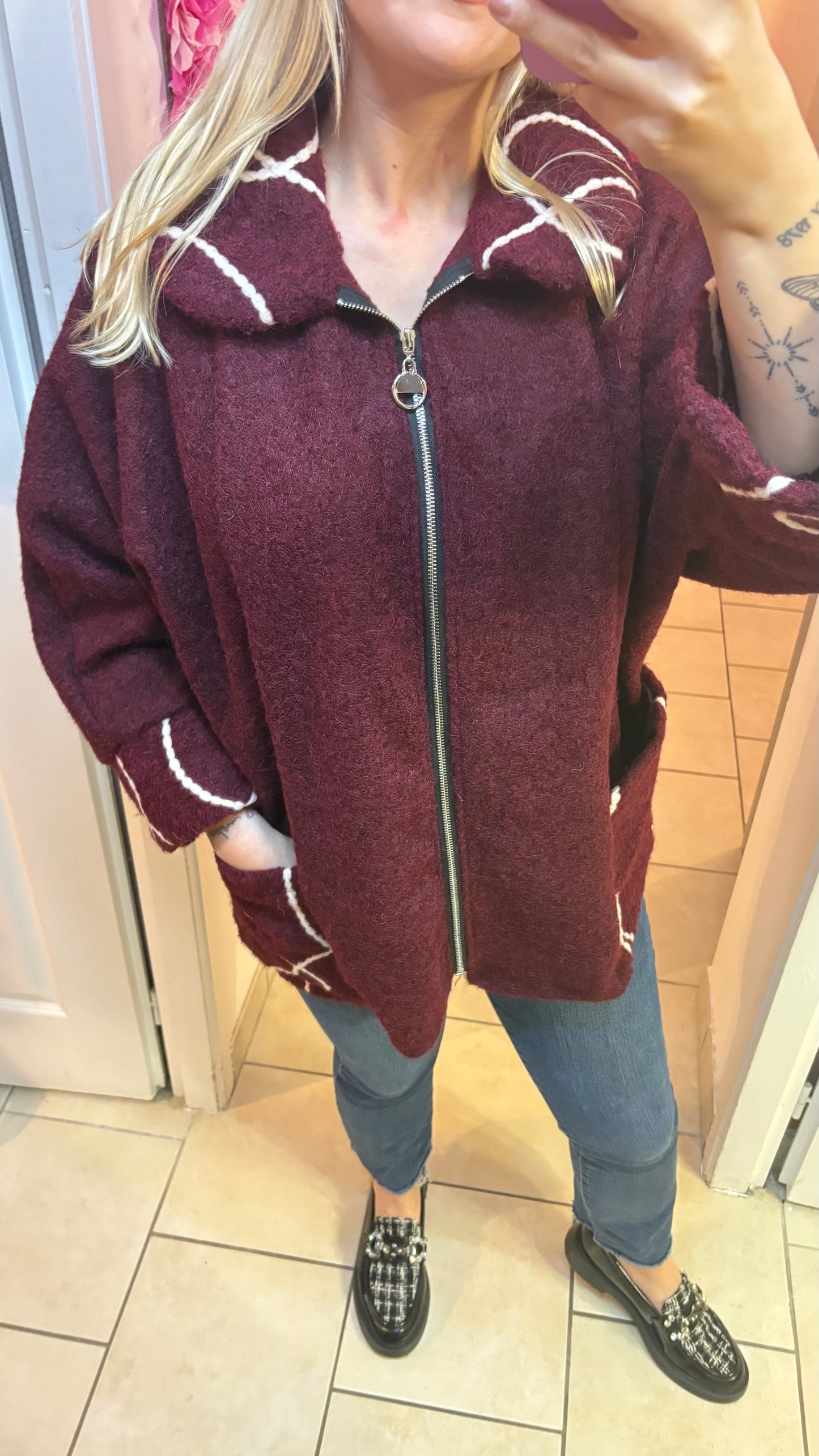 Manteau à fermeture Bordeaux