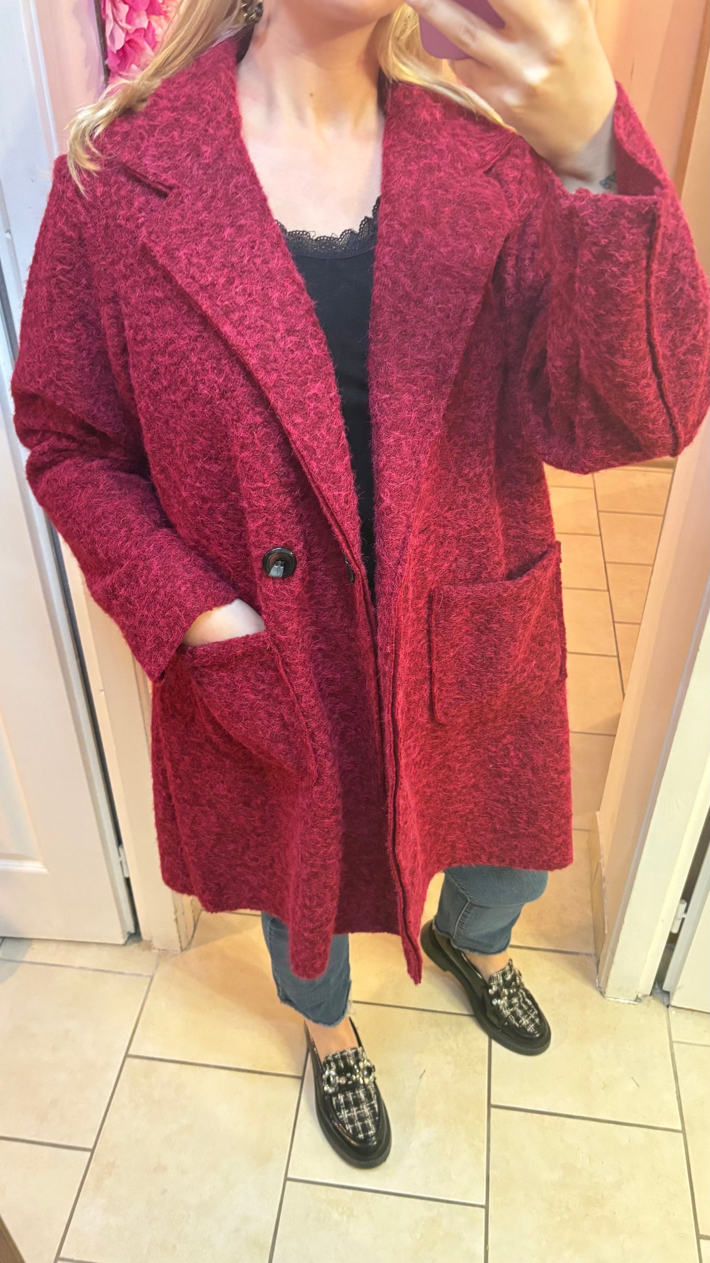 Manteau long bordeaux