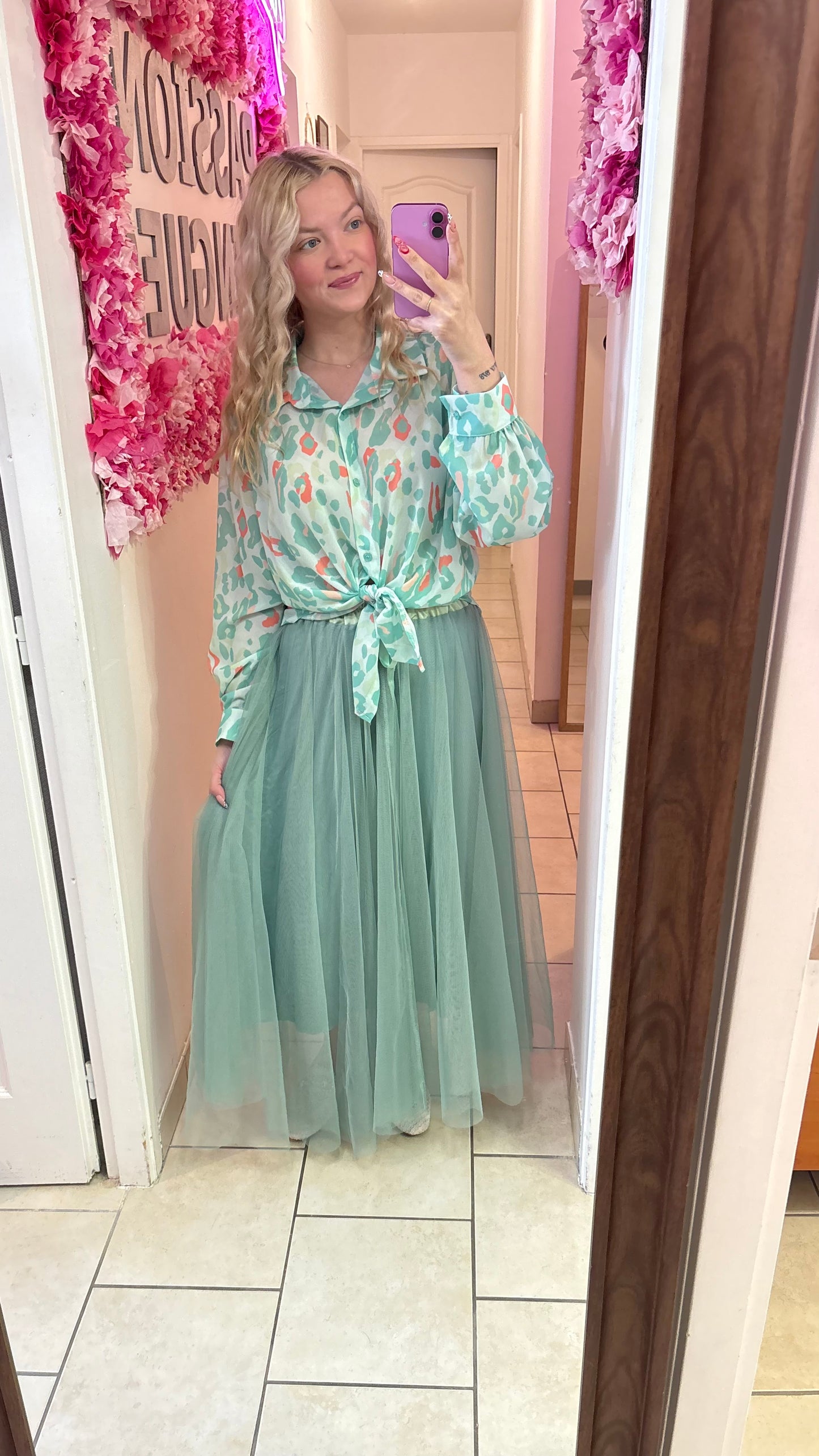 Jupe en tulle vert d’eau