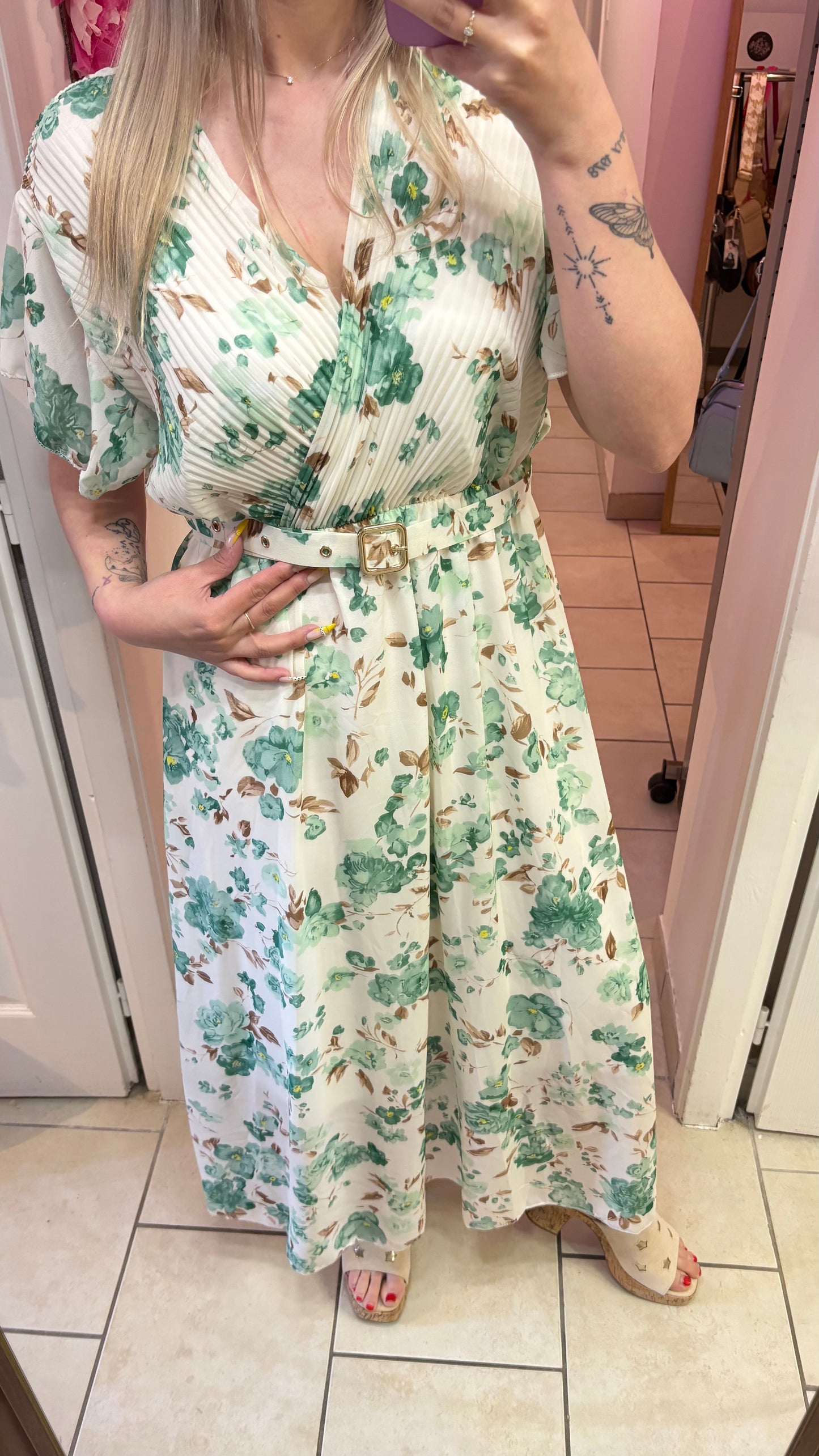 Robe longue à ceinture