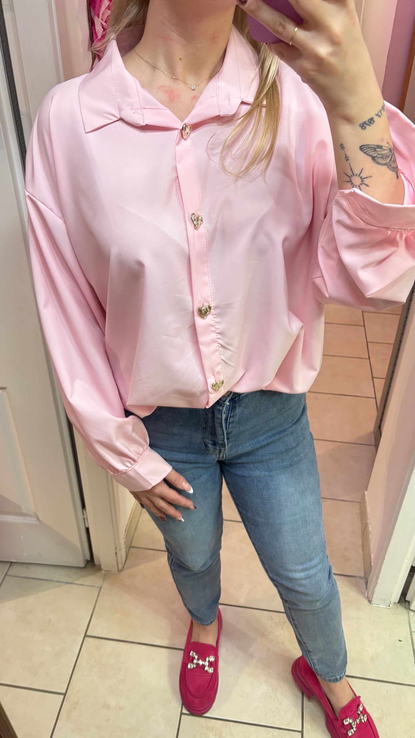 Chemisier rose à cœur