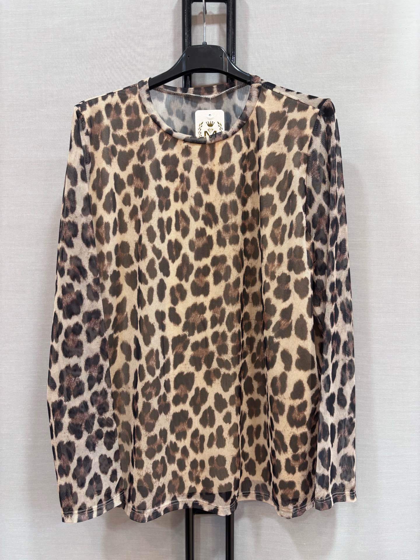 Top léopard résille beige