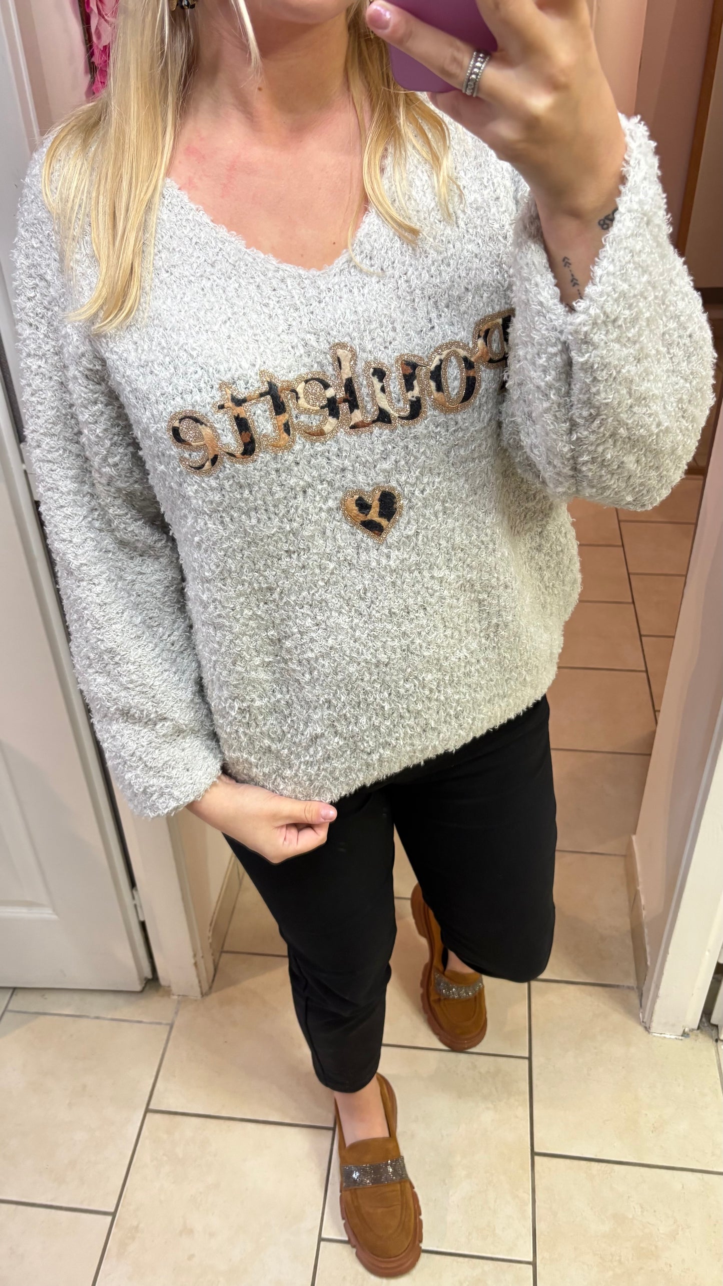Pull poulette gris