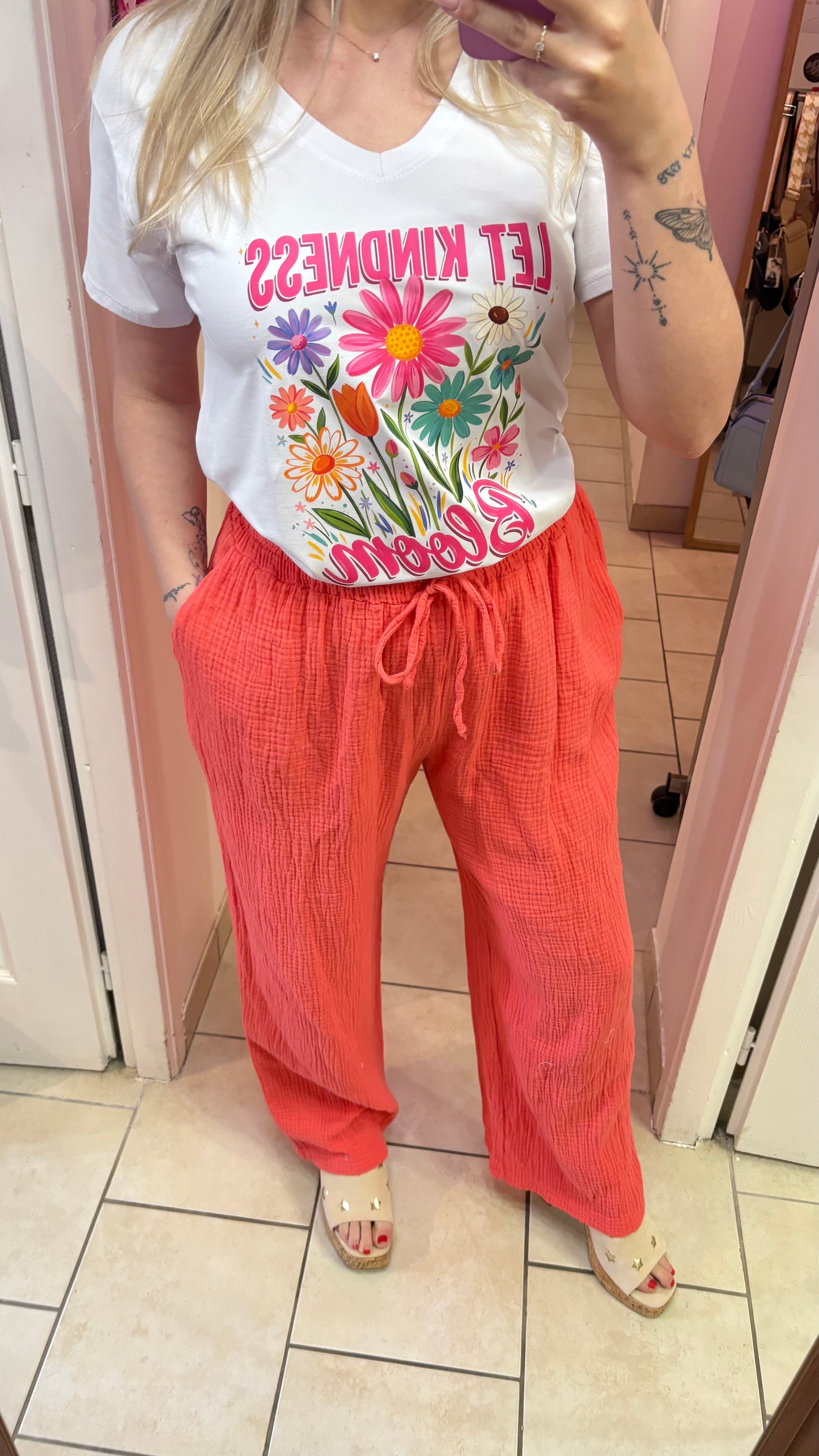 Pantalon en gaz corail 38/48