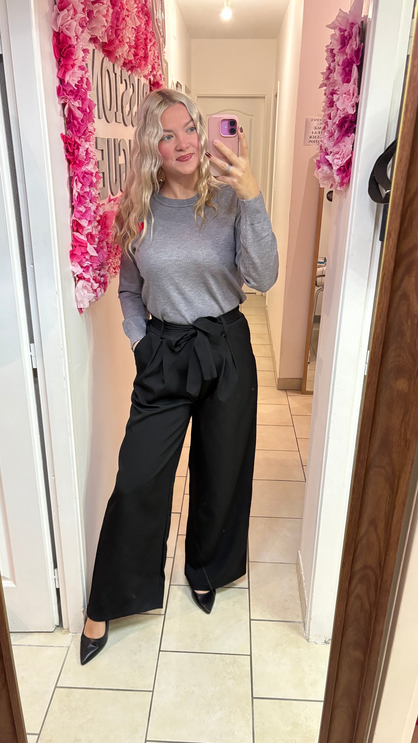 Pull à cœur gris