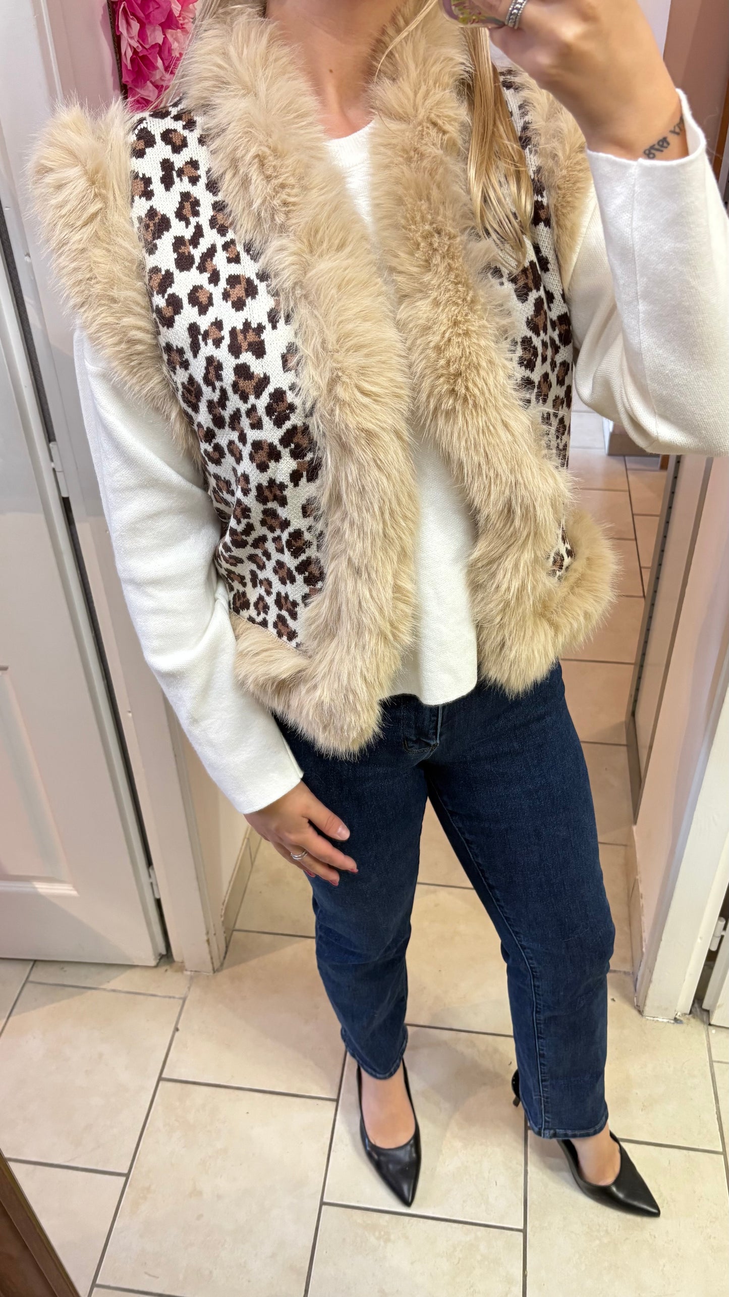 Veste sans manches beige
