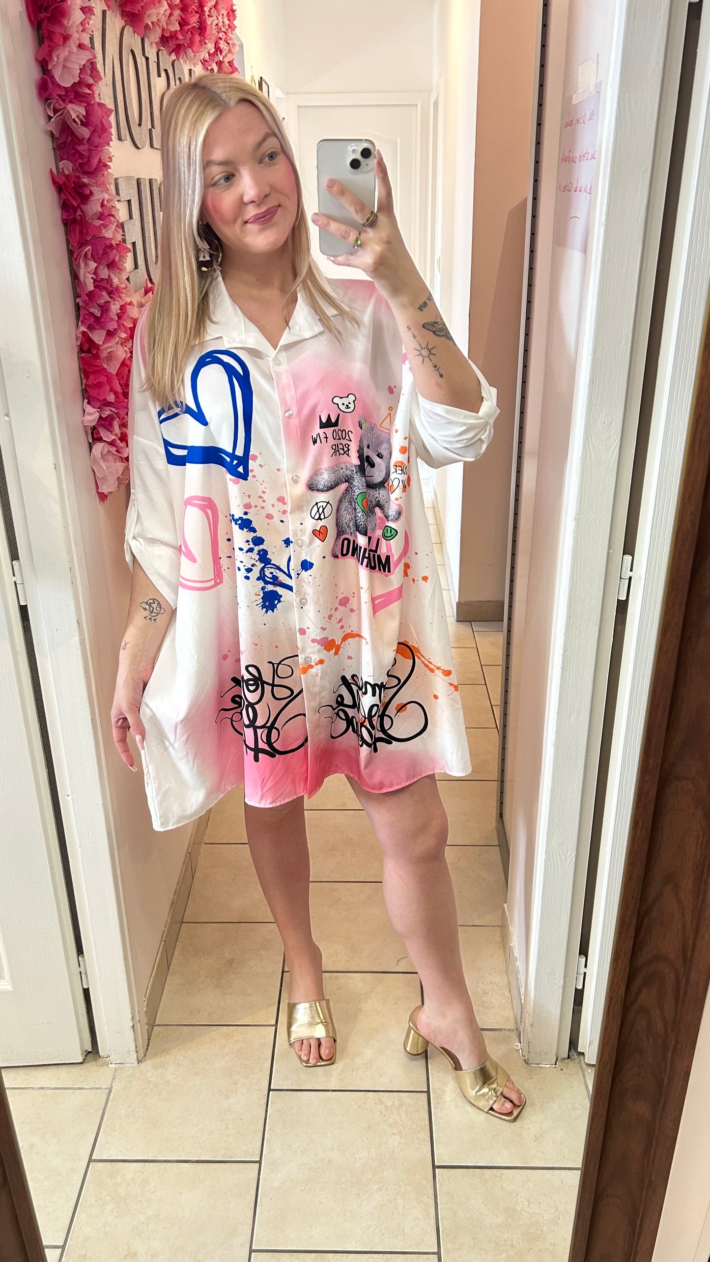 Chemise longue bariolée
