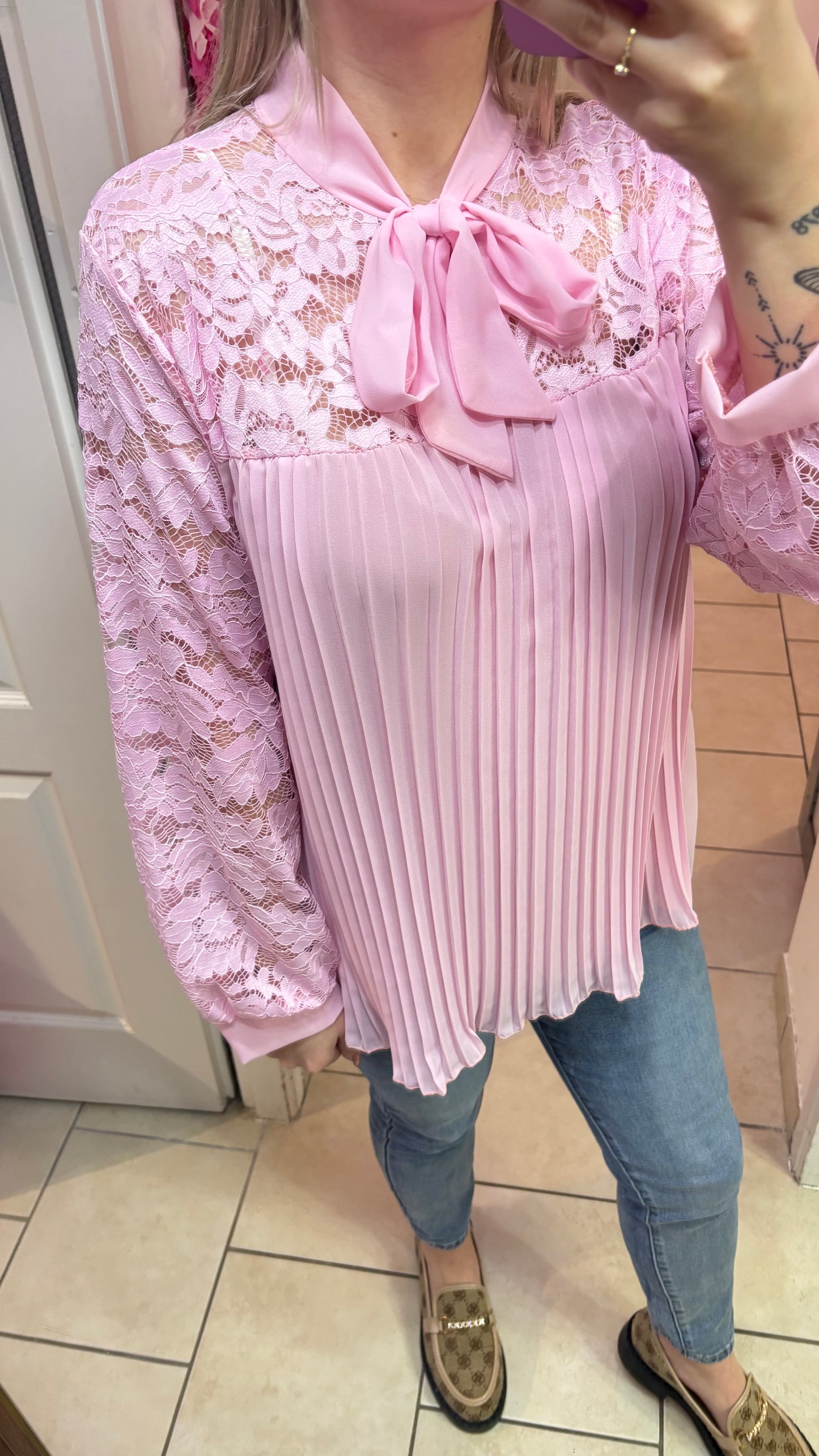 Chemisier plissé rose