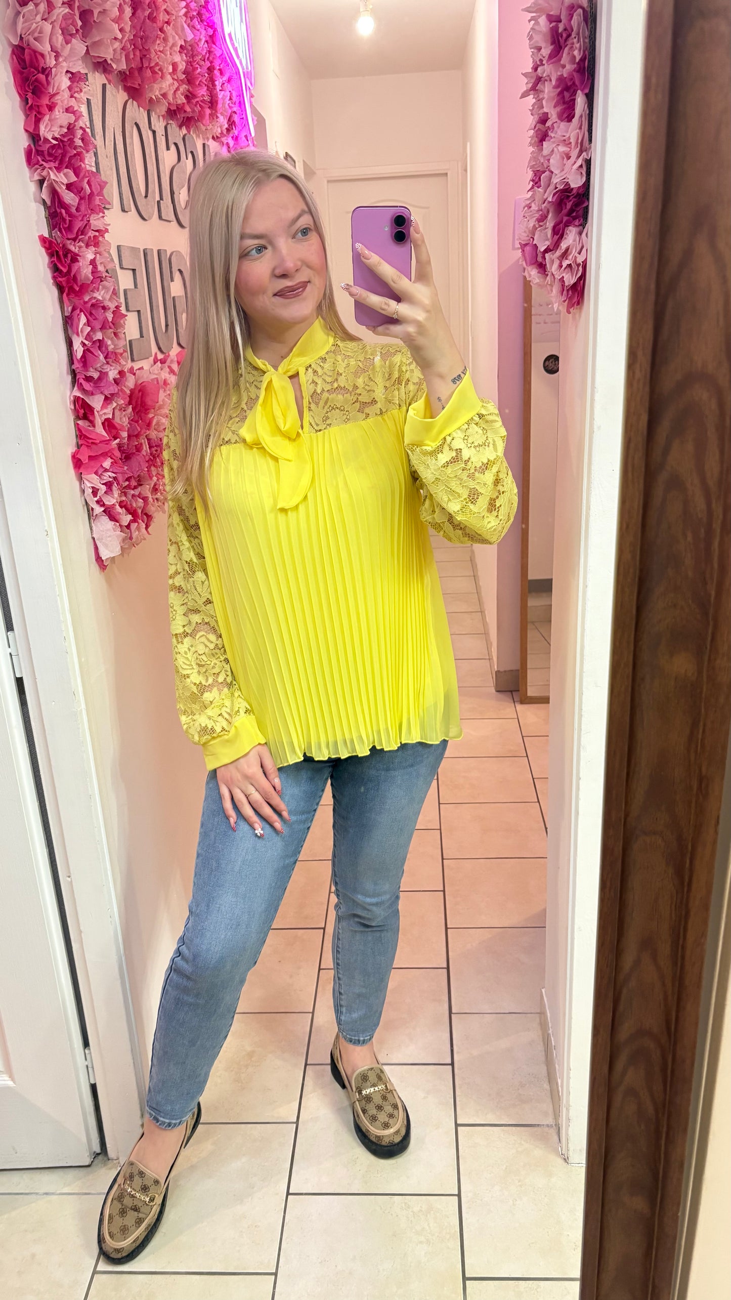 Chemisier plissé jaune