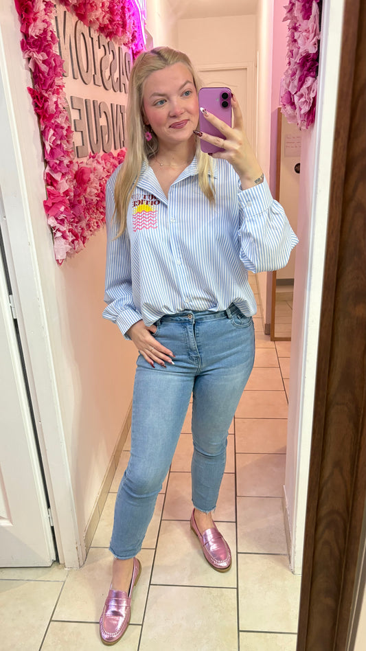 Chemisier bleu oversize