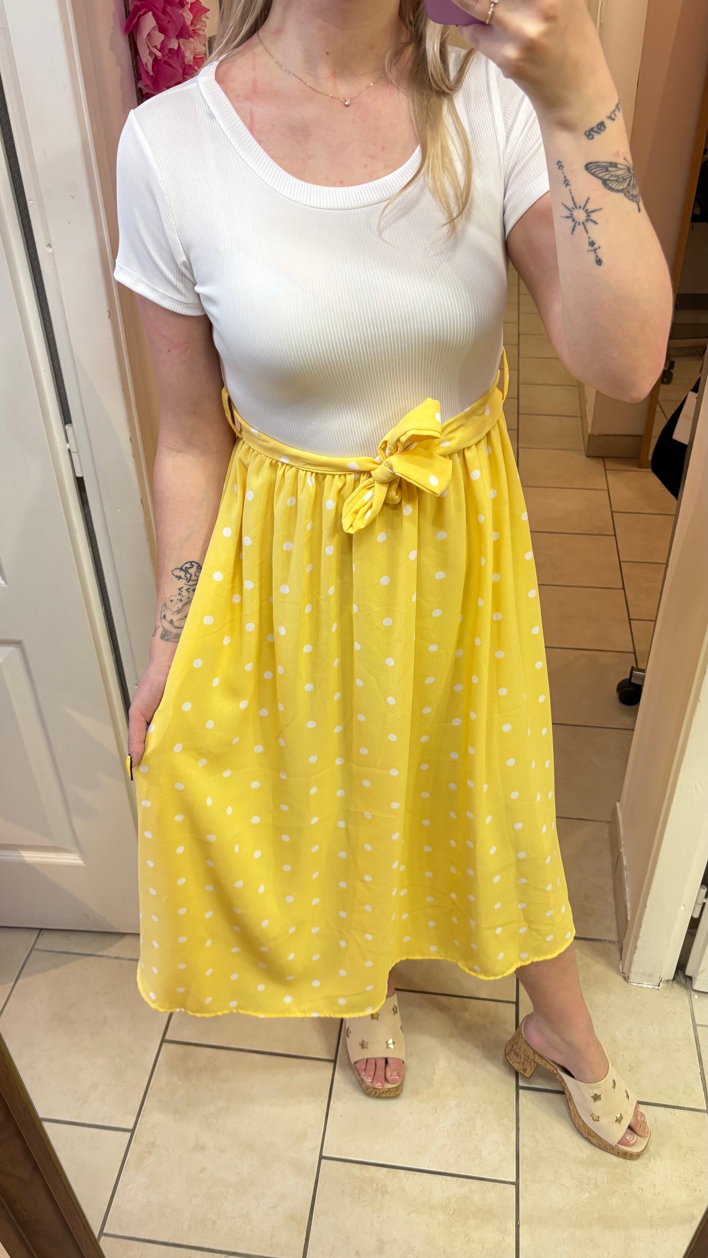 Robe mi longue à pois