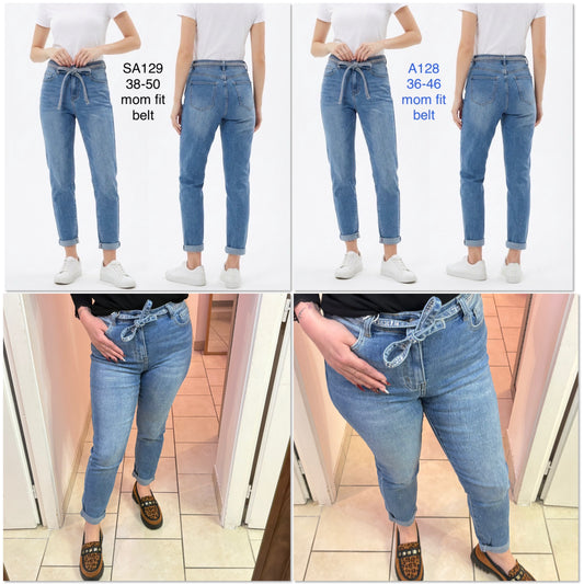 Jean mom ceinture à strass