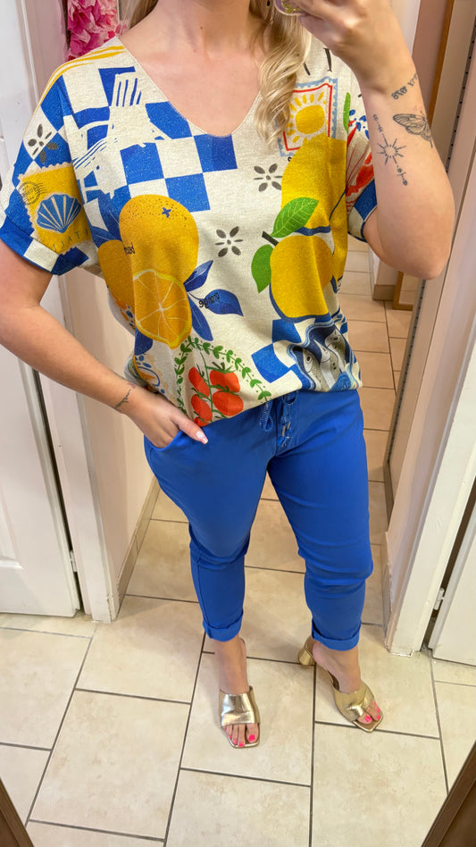 Pantalon magique bleu électrique