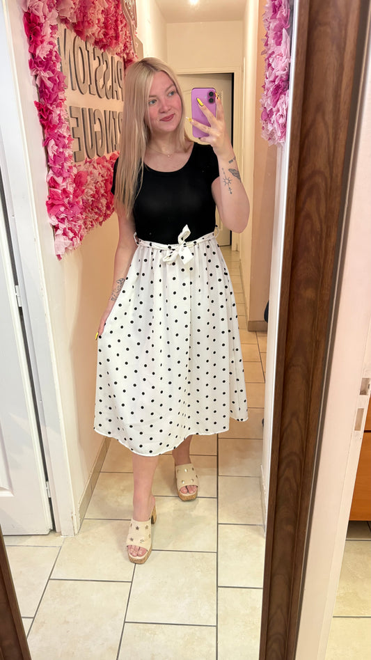 Robe mi longue à pois