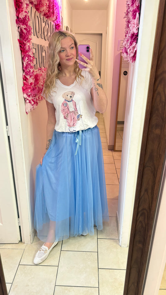 Jupe en tulle bleu ciel
