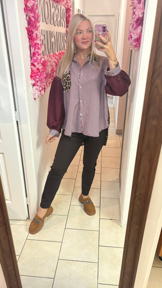 Chemise oversize bordeaux