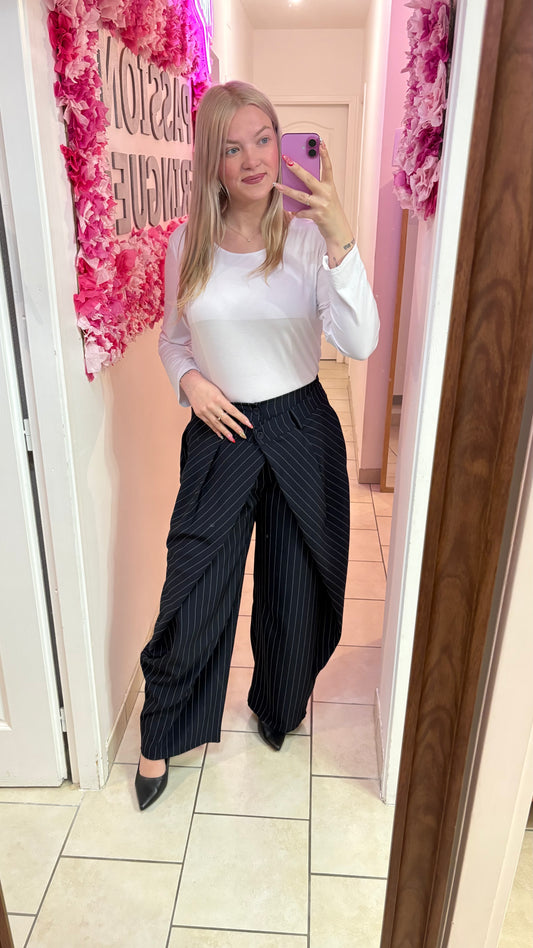 Pantalon marine rayé