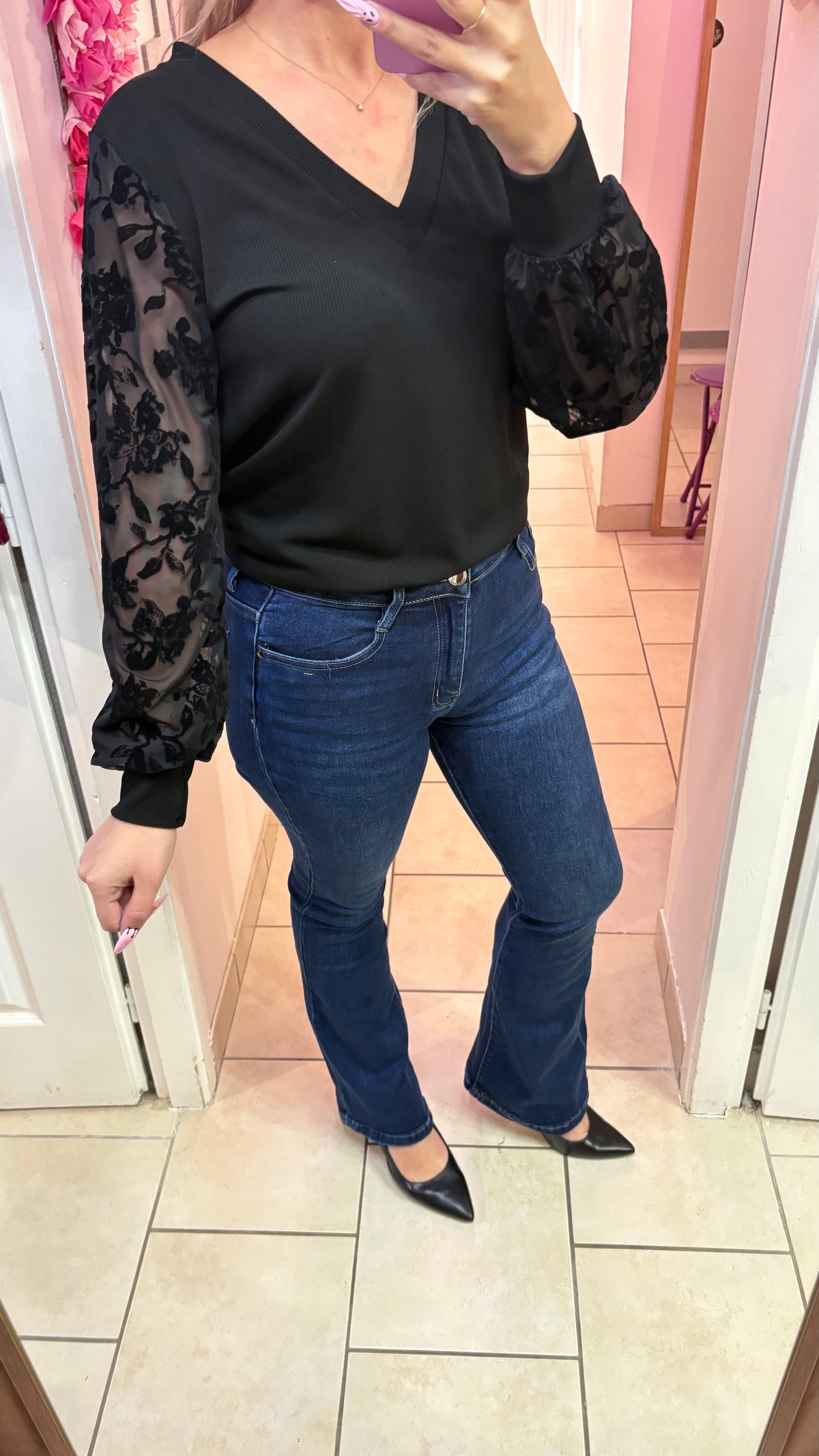 Jean flare à poches