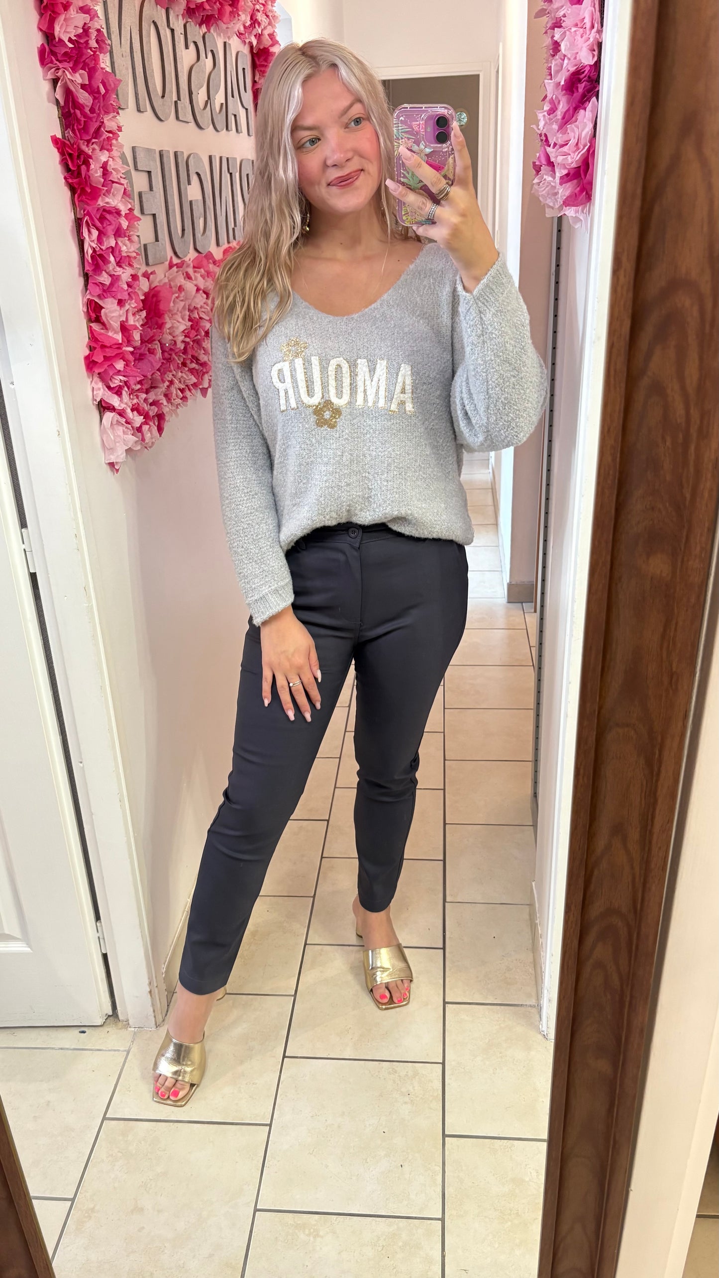 Pull amour gris