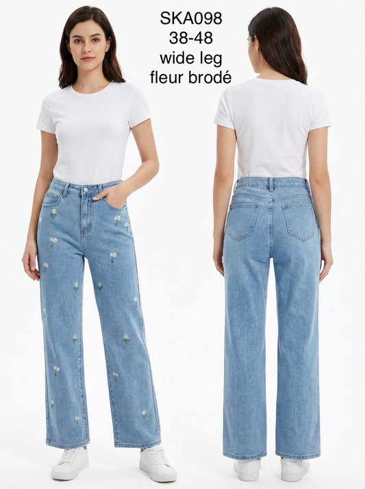 Jean wide leg fleurs