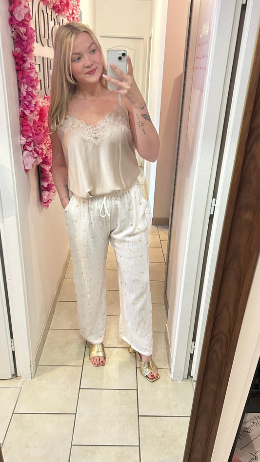 Pantalon à cœur doré