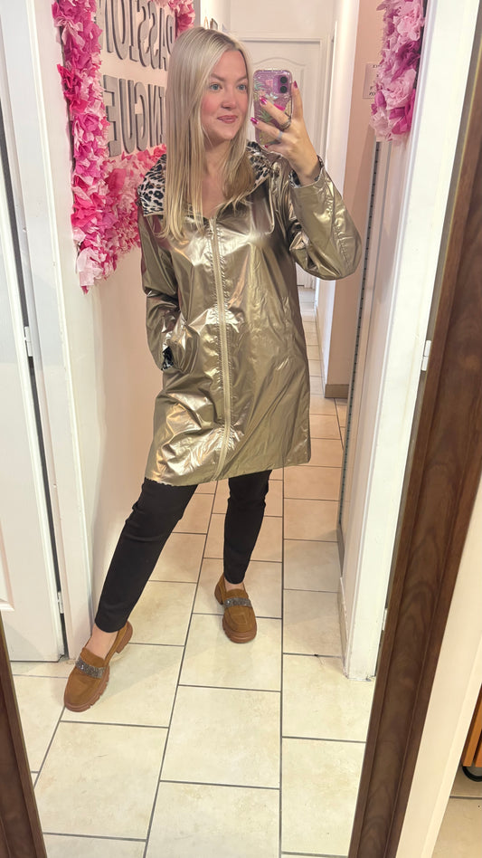 Parka réversible léopard