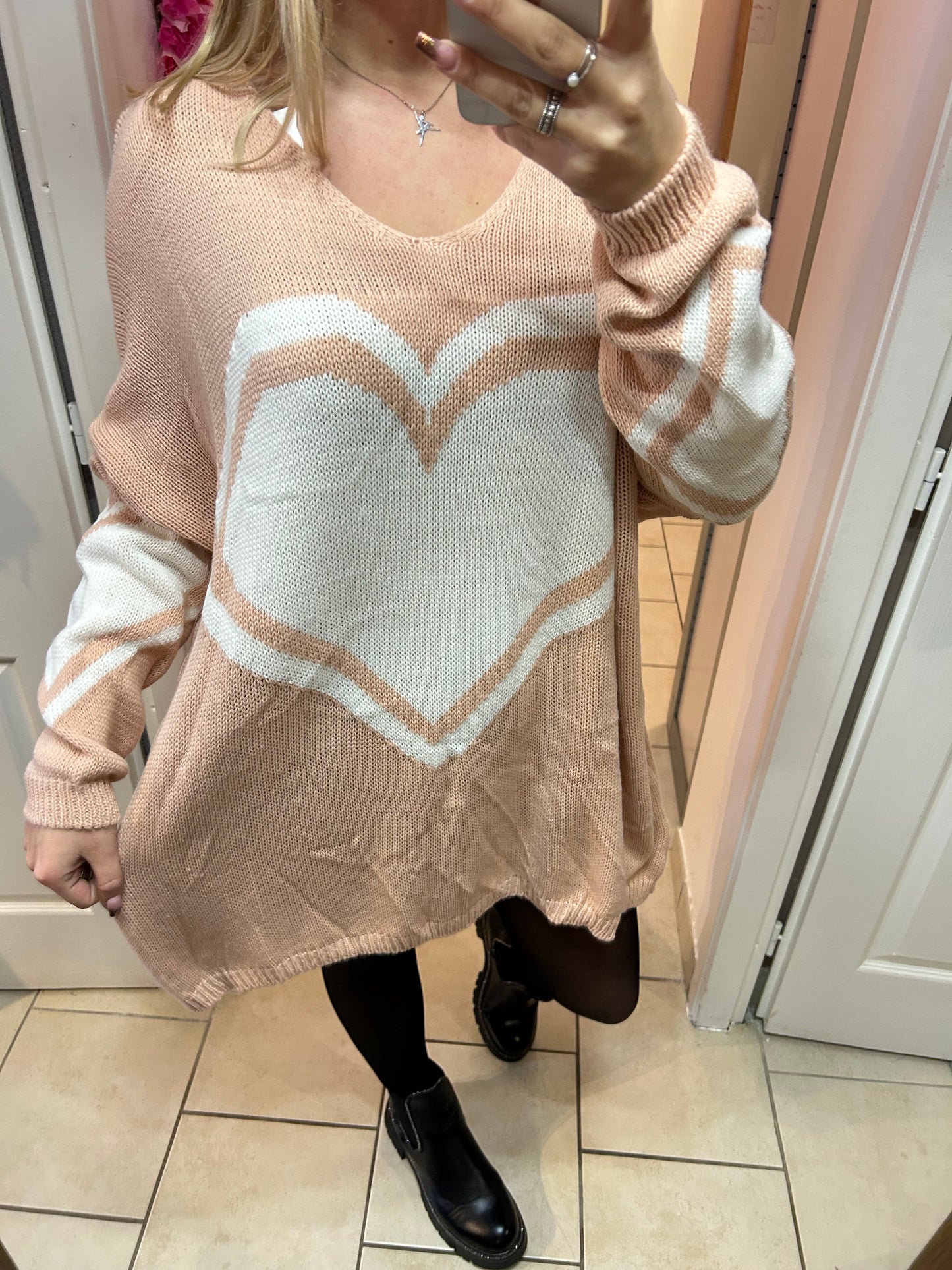 Pull oversize rose poudrée