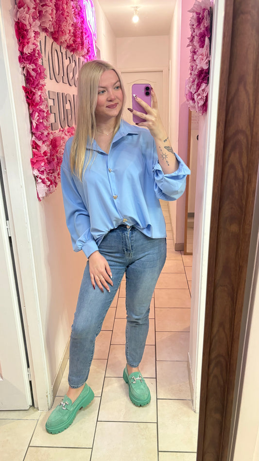 Chemisier bleu à cœur