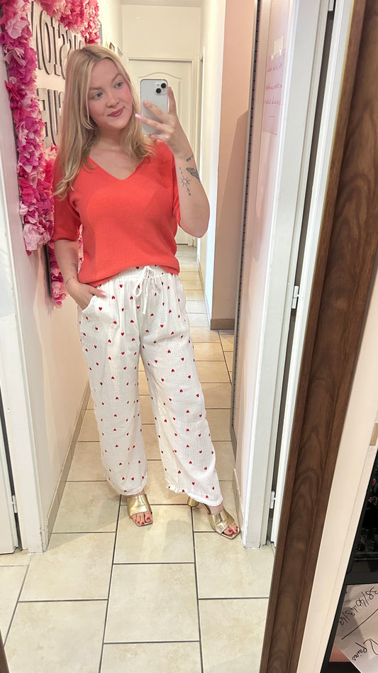 Pantalon à cœur rouge en gaz