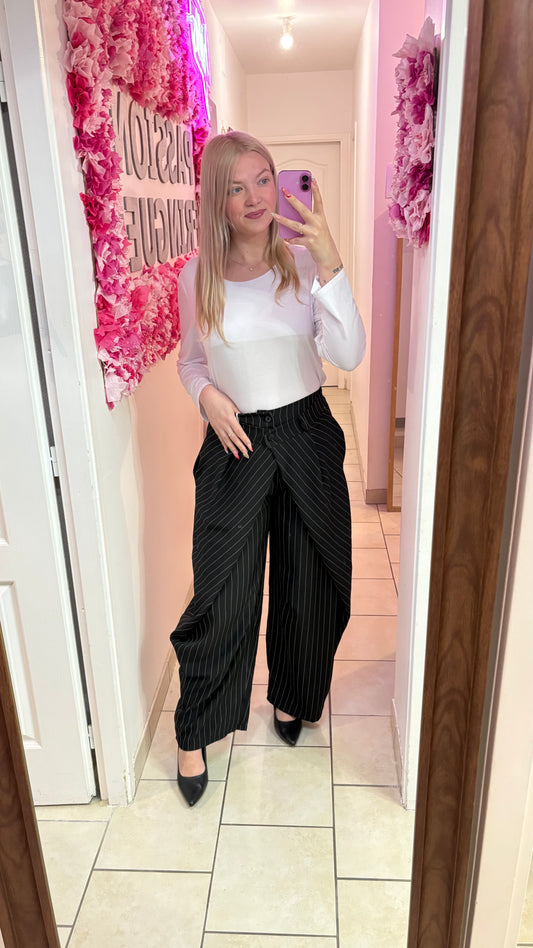 Pantalon noir rayé