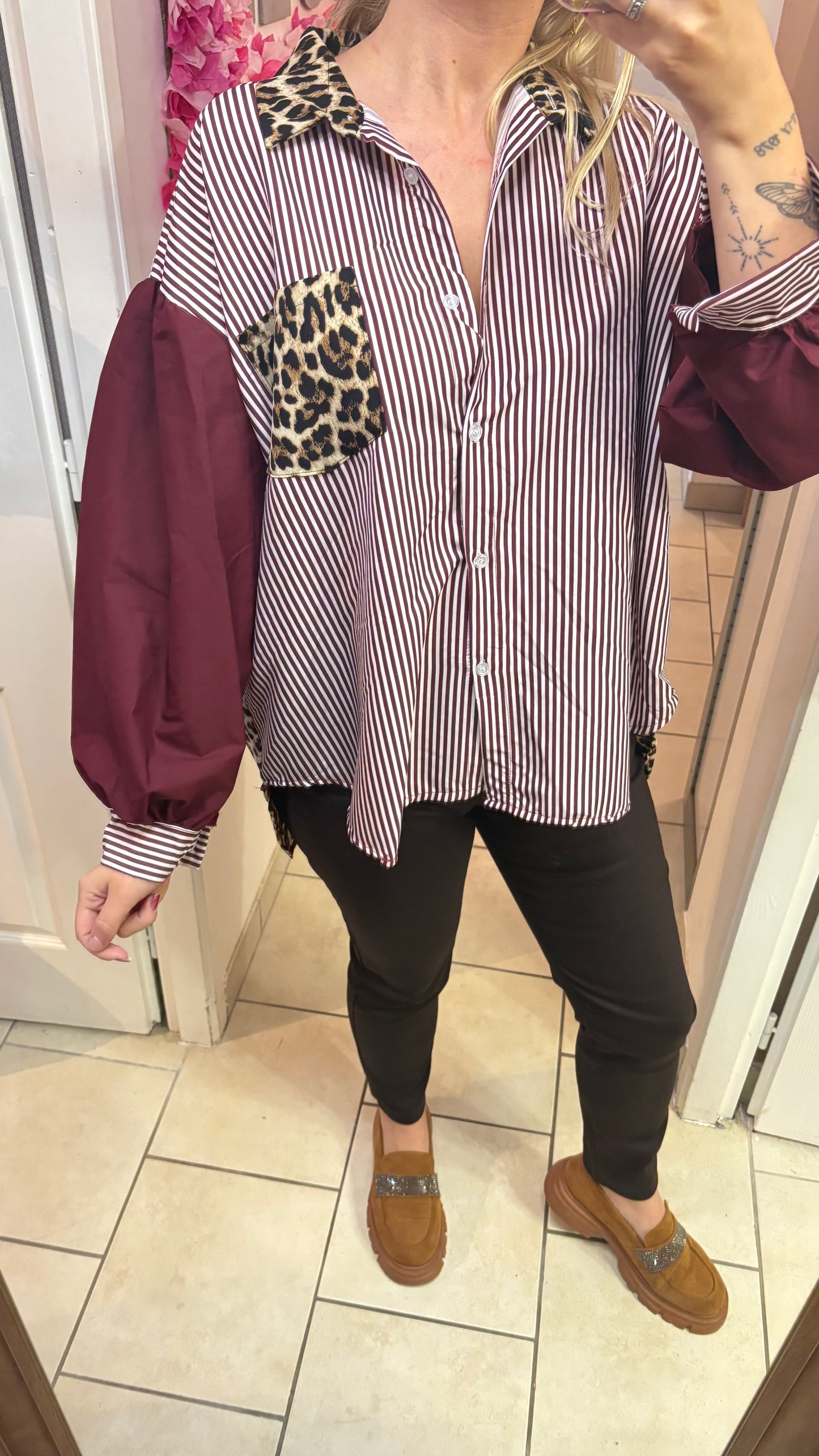 Chemise oversize bordeaux