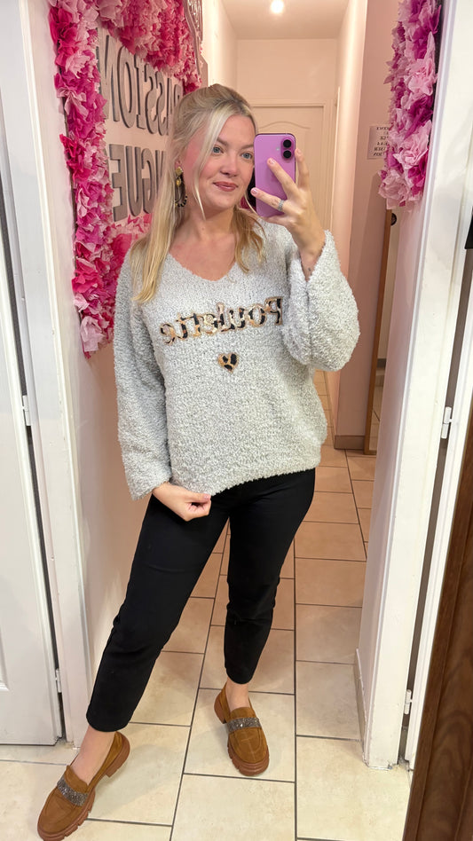 Pull poulette gris