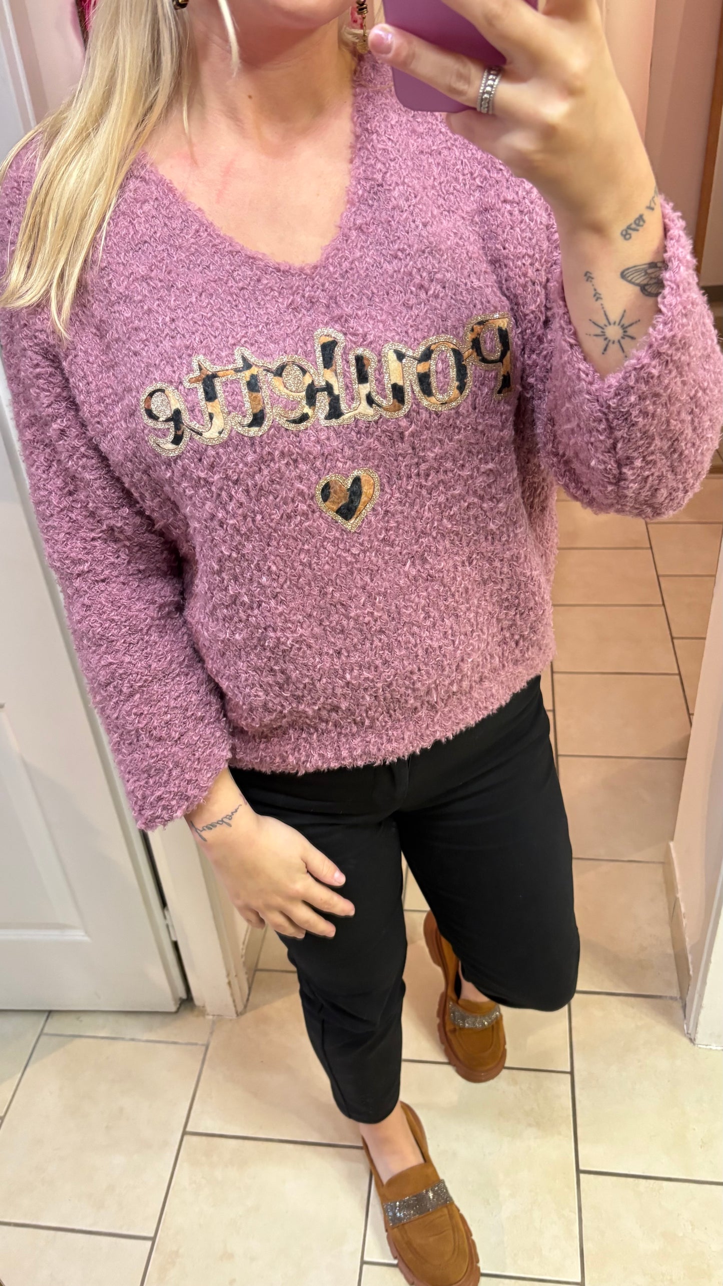 Pull poulette mauve