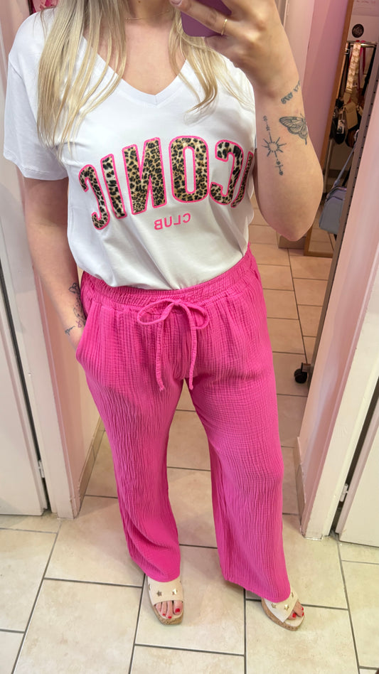 Pantalon en gaz fuschia