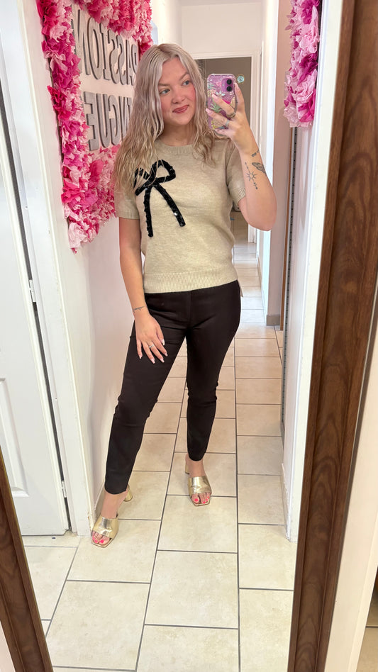 Top beige à noeud S/M
