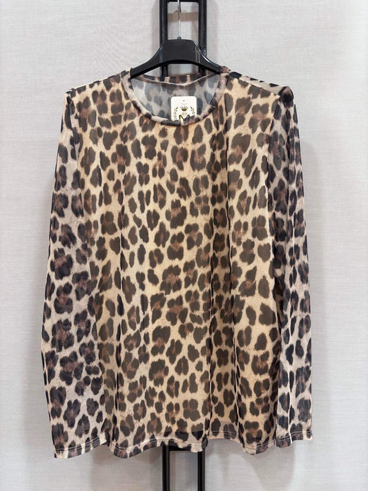 Top léopard résille beige
