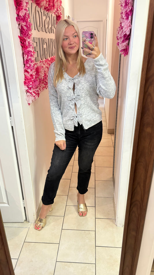 Jean mom noir gris
