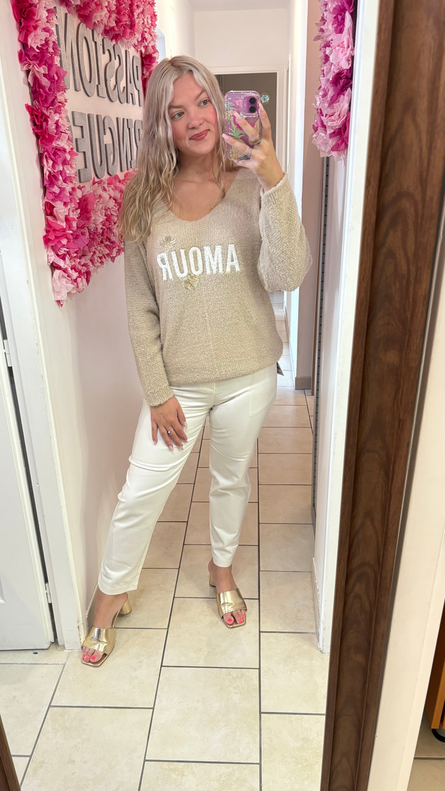 Pull amour beige