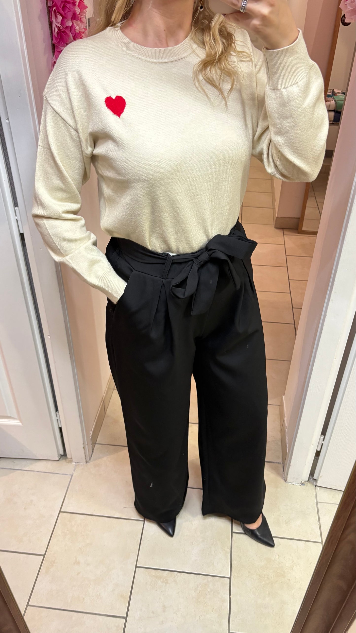 Pull à cœur beige