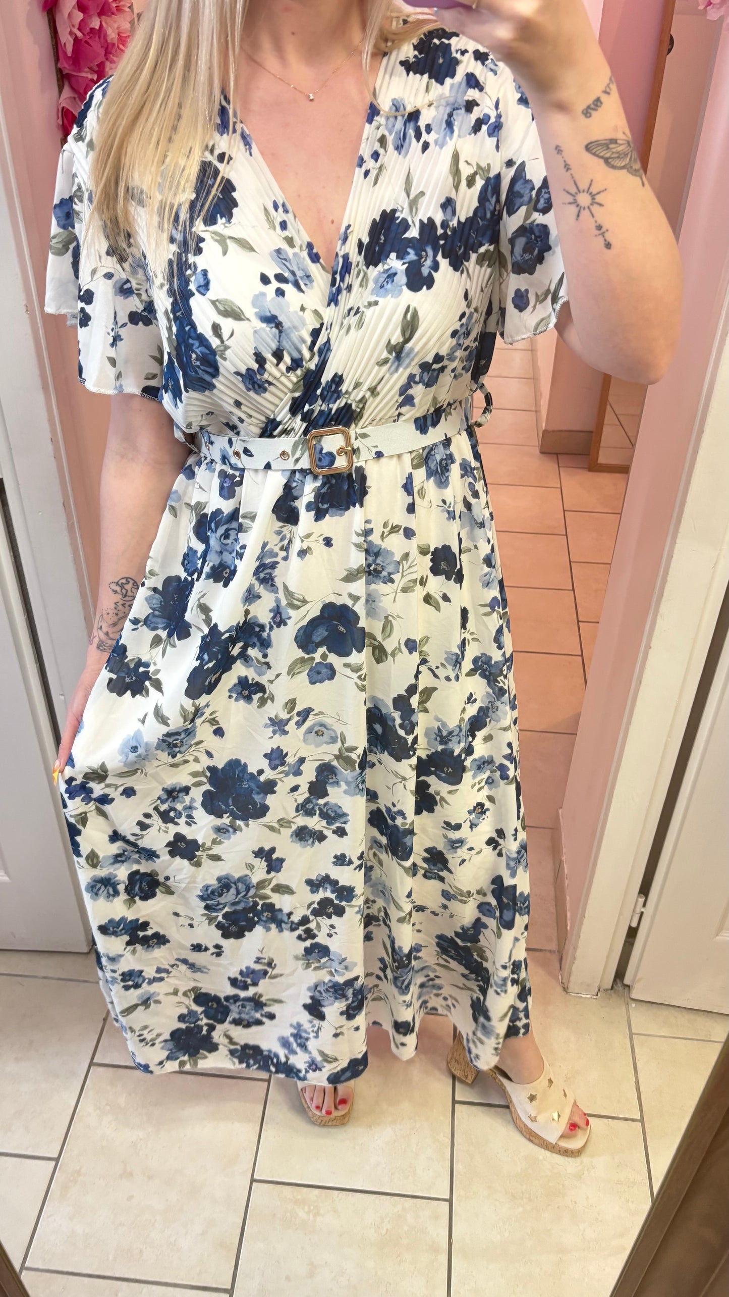 Robe longue à ceinture