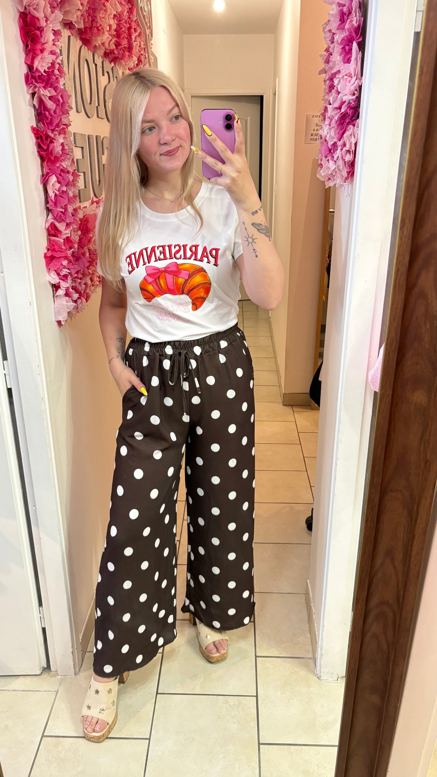 Pantalon à pois chocolat 34/44