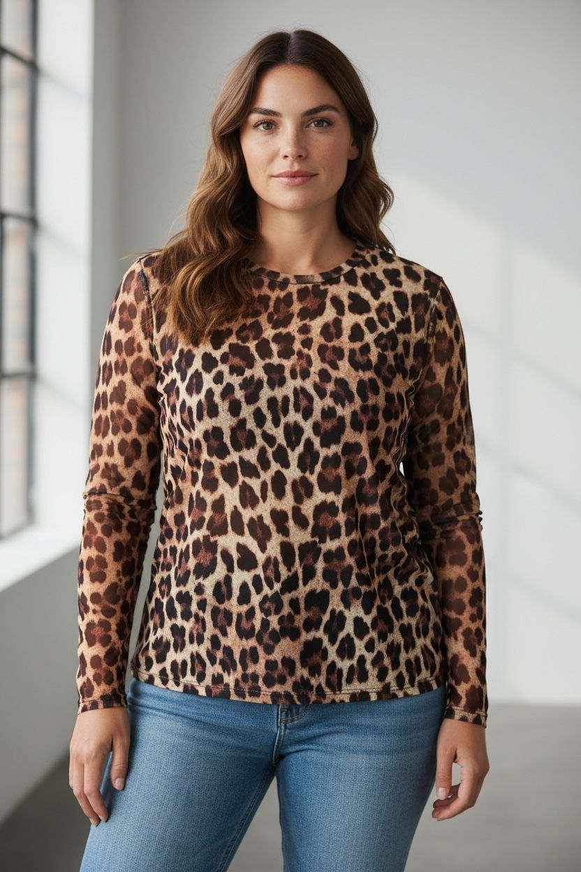 Top léopard résille camel 40/48