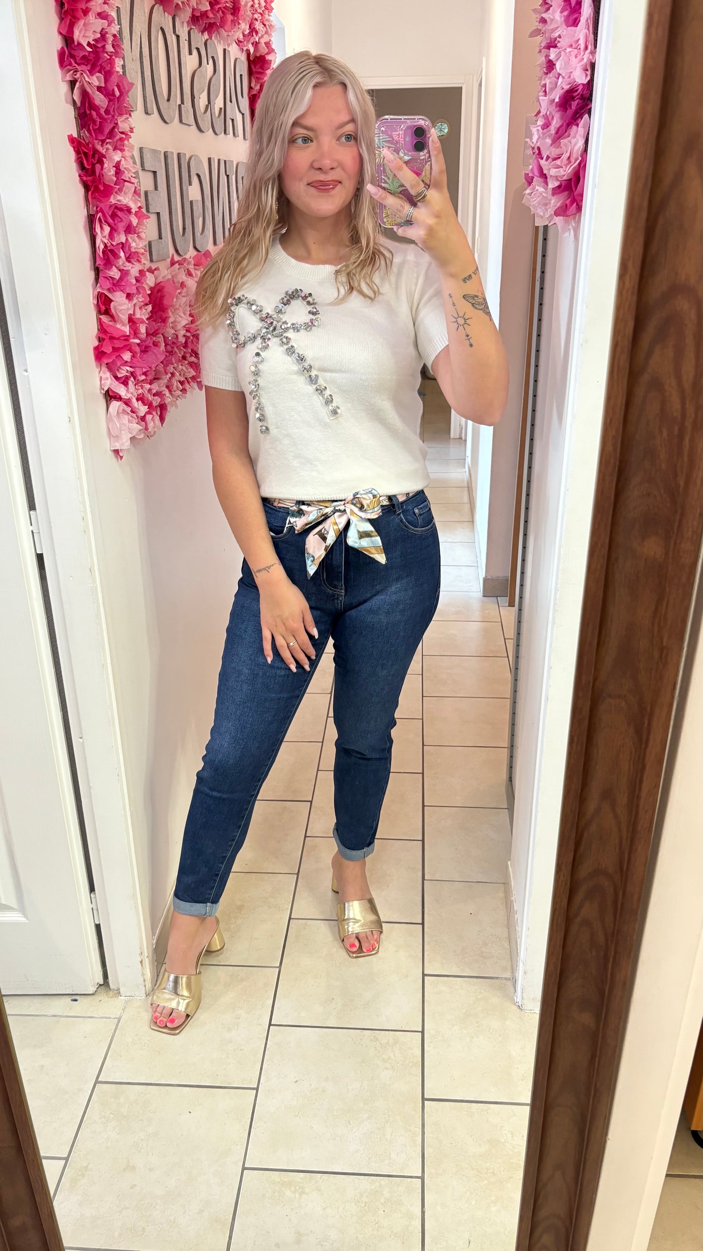 Top blanc à noeud M/L