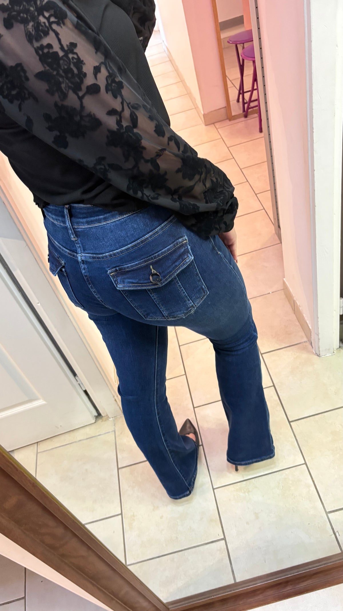 Jean flare à poches